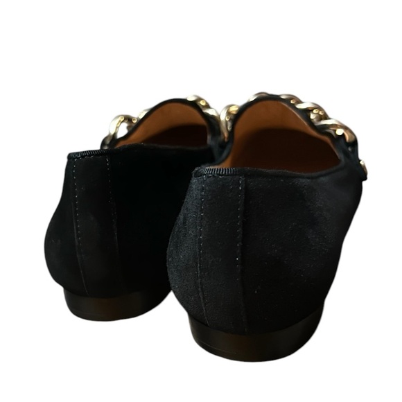Sigerson Morrison | Black Velvet Flats | with Gold Chain Accent |Size 8|. - Picture 4 of 4